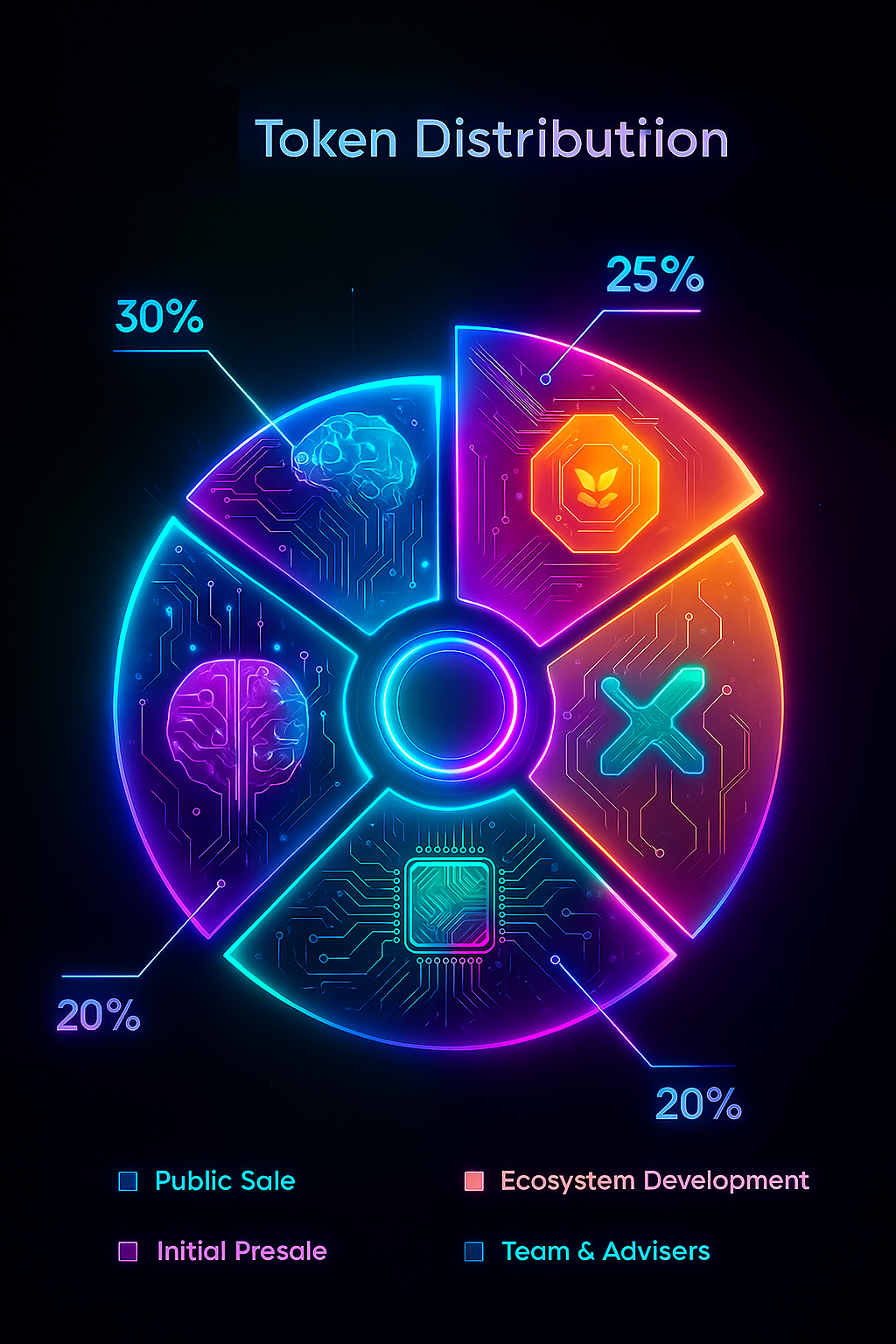 Pie chart of GROK938M token distribution
